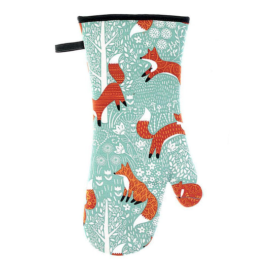 Foraging Fox Gauntlet Oven Glove in Blue