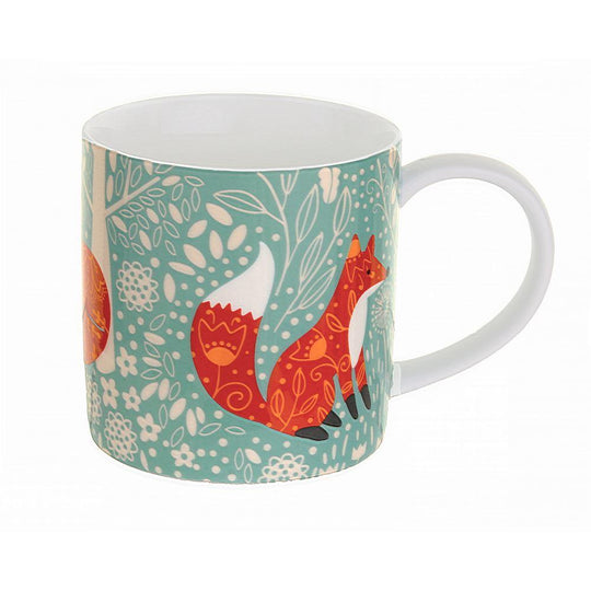 Foraging Fox Bone China Mug in Blue