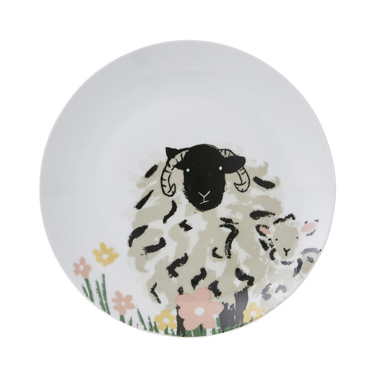 Woolly Sheep Porcelain Side Plate in White
