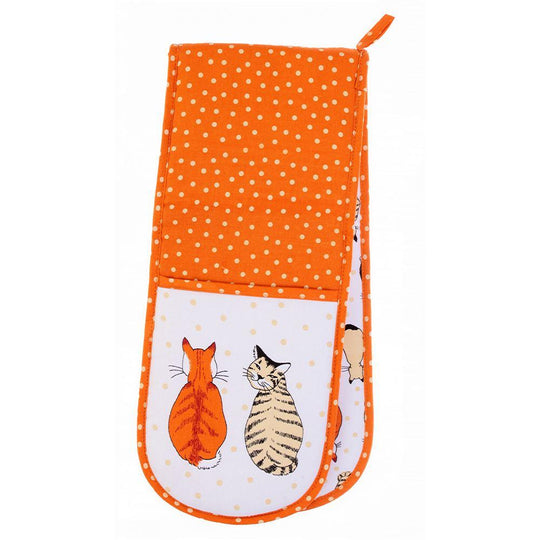 Cats In Waiting Double Oven Glove in Orange
