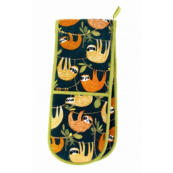 Ulster Weavers Double Oven Glove - Hanging Around (100% Cotton Outer; 100% Polyester wadding; CE marked, Green) - Double Oven Gloves - Ulster Weavers
